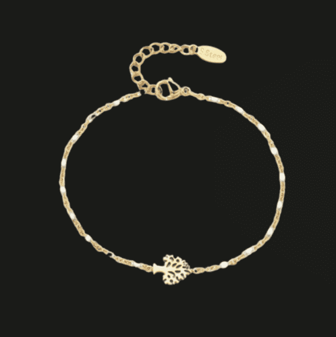 Bracelet arbre + perles - Blanc