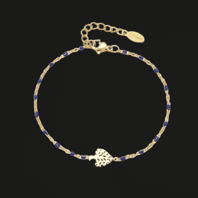 Bracelet arbre + perles - Bleu marine