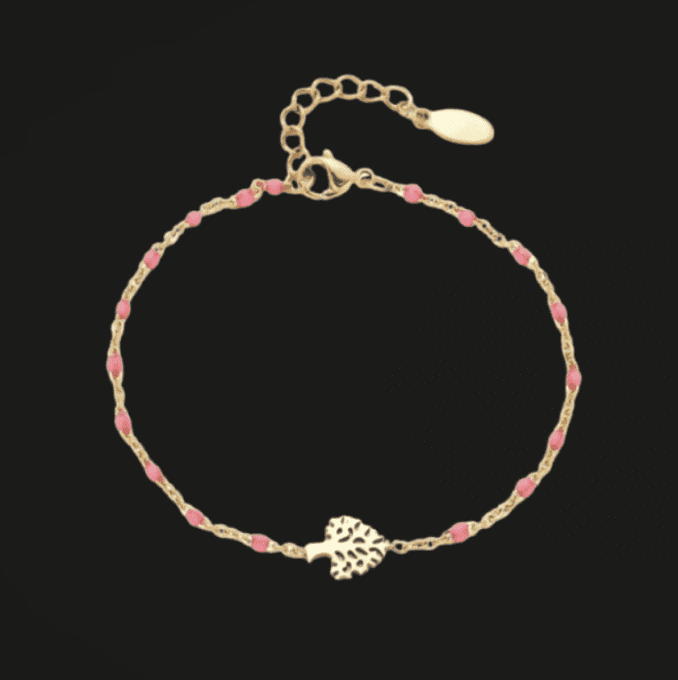 Bracelet arbre + perles - Rose