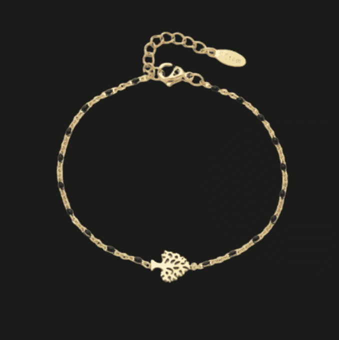 Bracelet arbre + perles - Noir