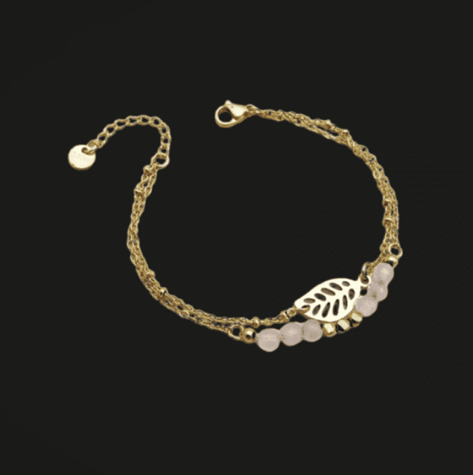 Bracelet feuille - Rose