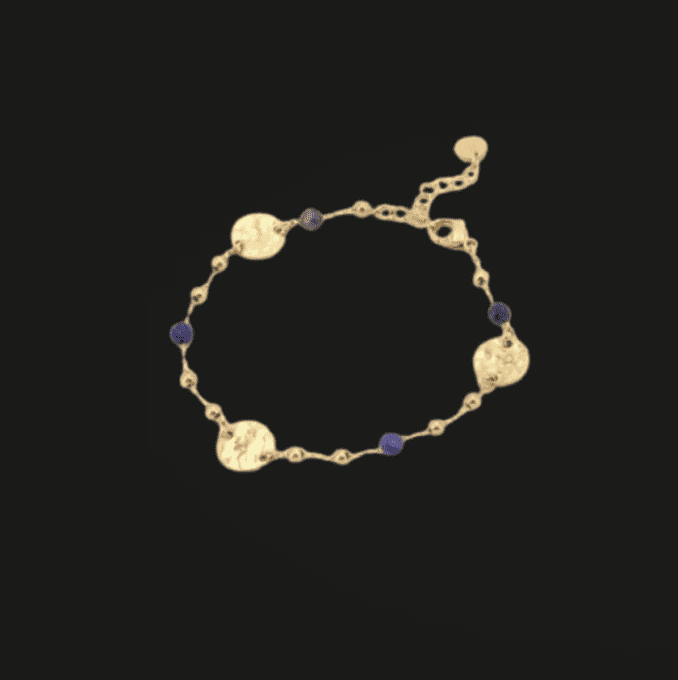 Bracelet disques martelés et perles - Bleu foncé