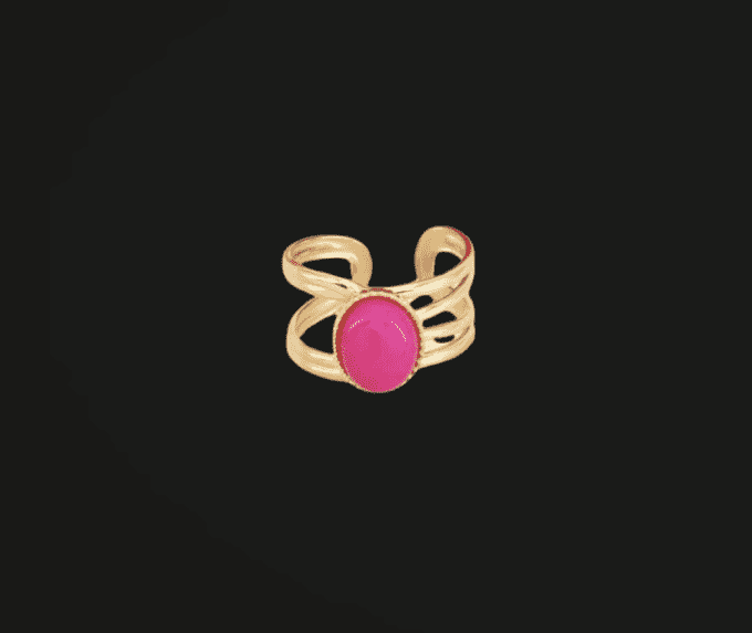 Bague avec pierre et anneaux - Rose