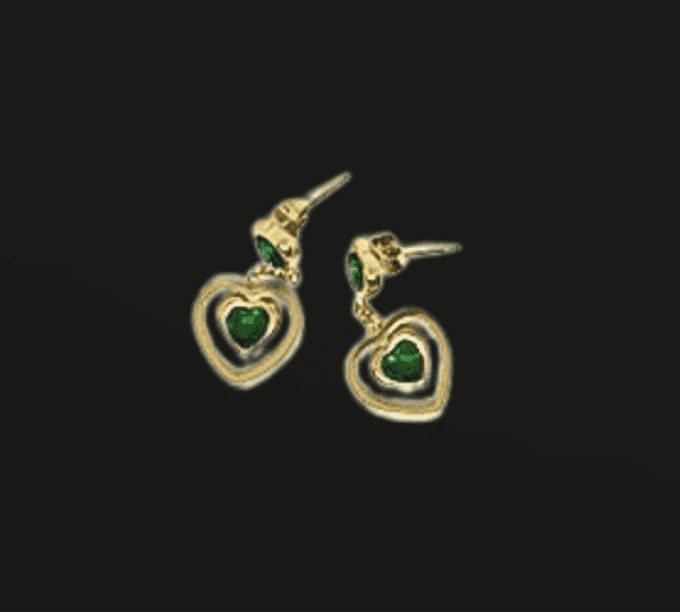 Boucles d'oreilles cœur - Vert